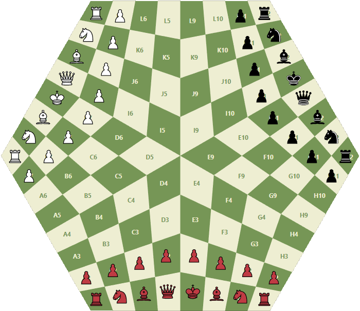 3-chess board with all pieces