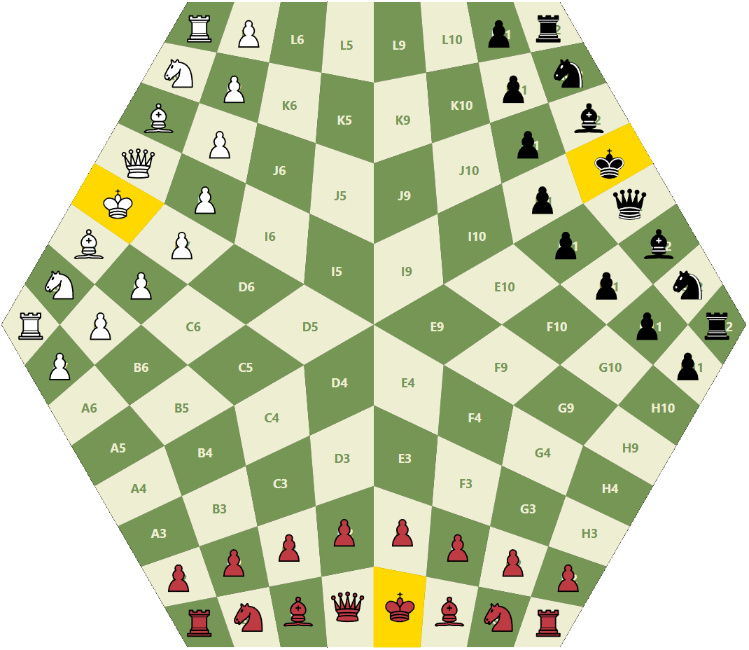 King starting positions in 3 player chess