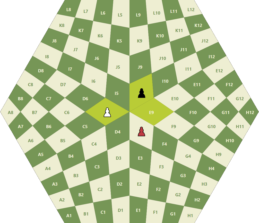 Pawn moving across rosette in 3 player chess