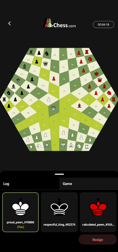 3Chess live game board