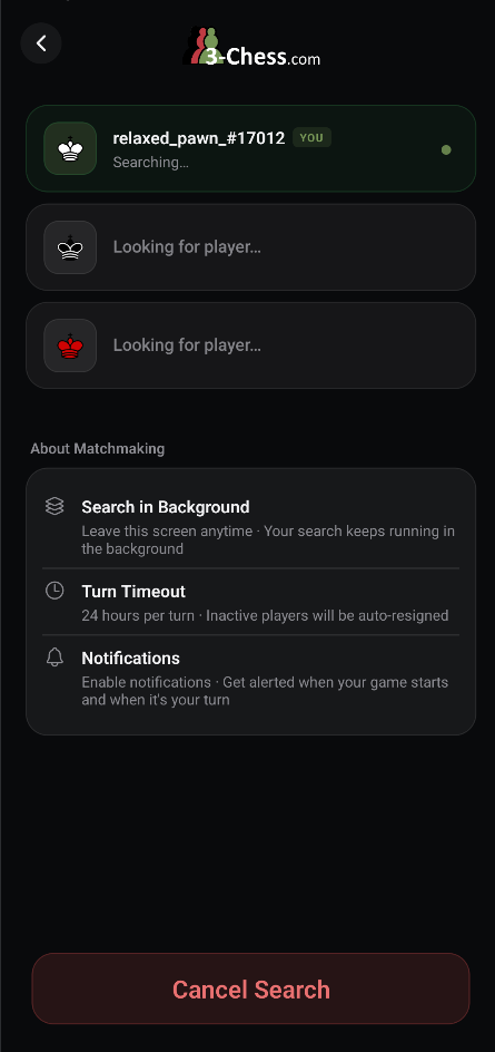 3Chess matchmaking screen